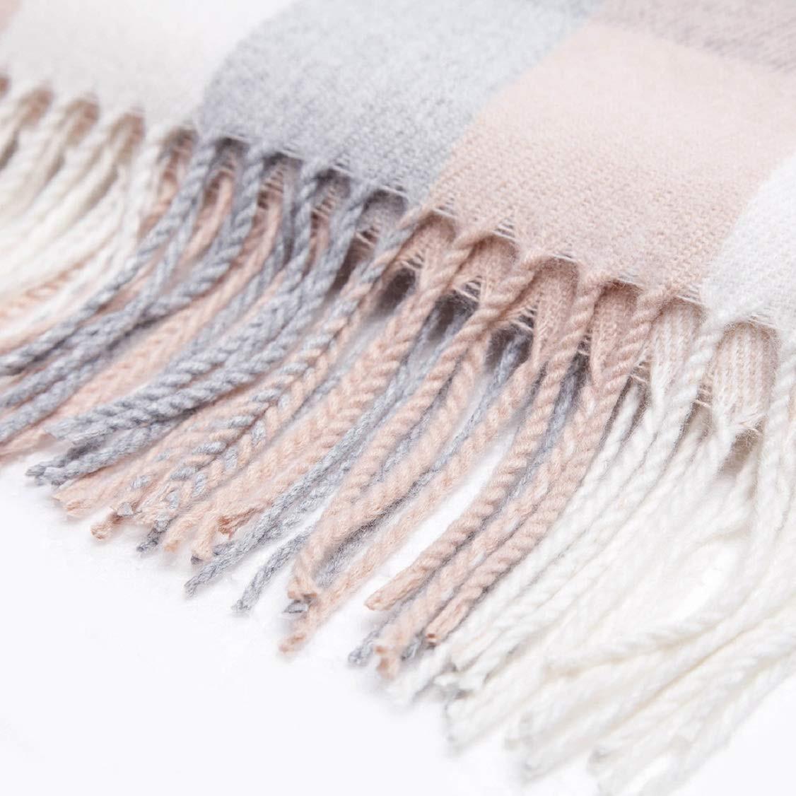 Only-bags.store Kariertes Dreieckstuch Winter Pashmina Weicher Quasten Wickelschal  