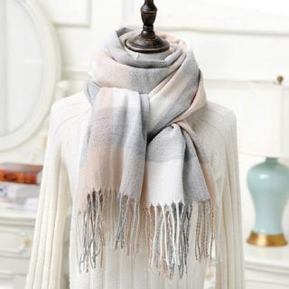 Only-bags.store Kariertes Dreieckstuch Winter Pashmina Weicher Quasten Wickelschal  