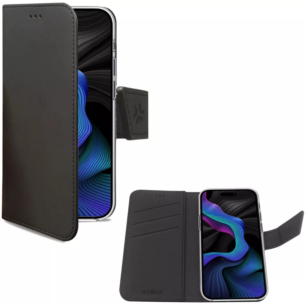 Celly - Wally Wallet Case iPhone 15 Schwarz
