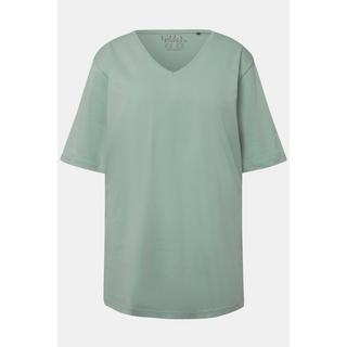 Ulla Popken  T-shirt à manches courtes et col V, coupe Relaxed Fit 