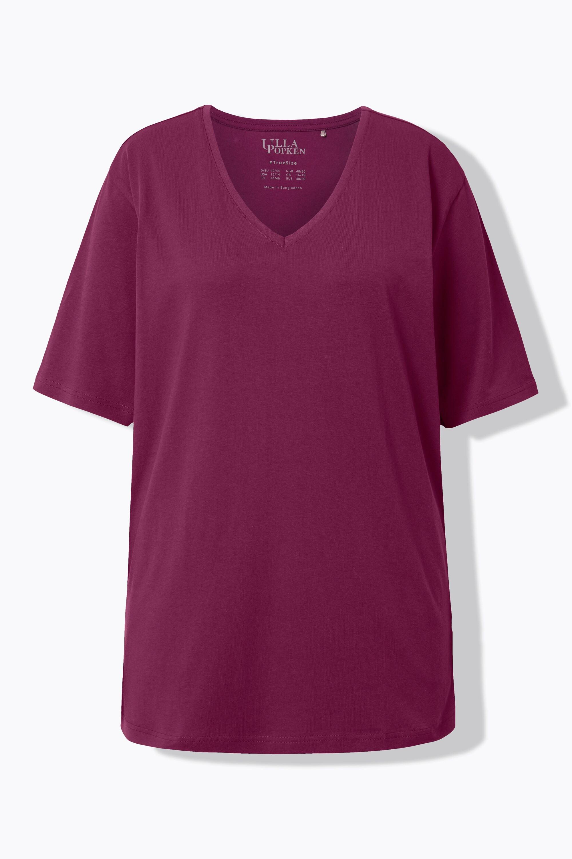 Ulla Popken Relaxed Fit V-Ausschnitt Halbarm T-Shirt  