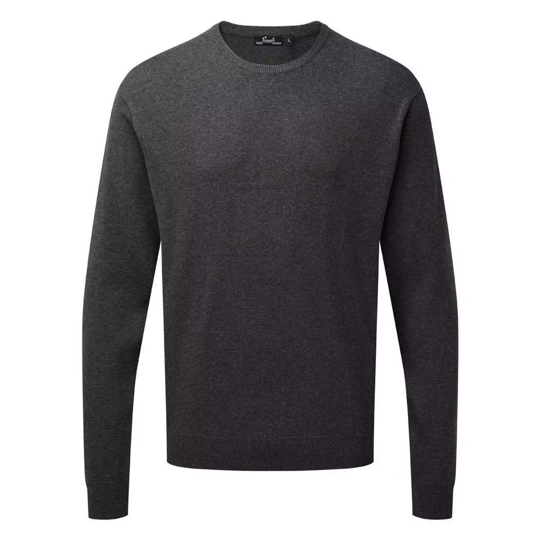 PREMIER - Rundhals Sweater Mit Baumwolle, für Herren, Charcoal Black, Größe S