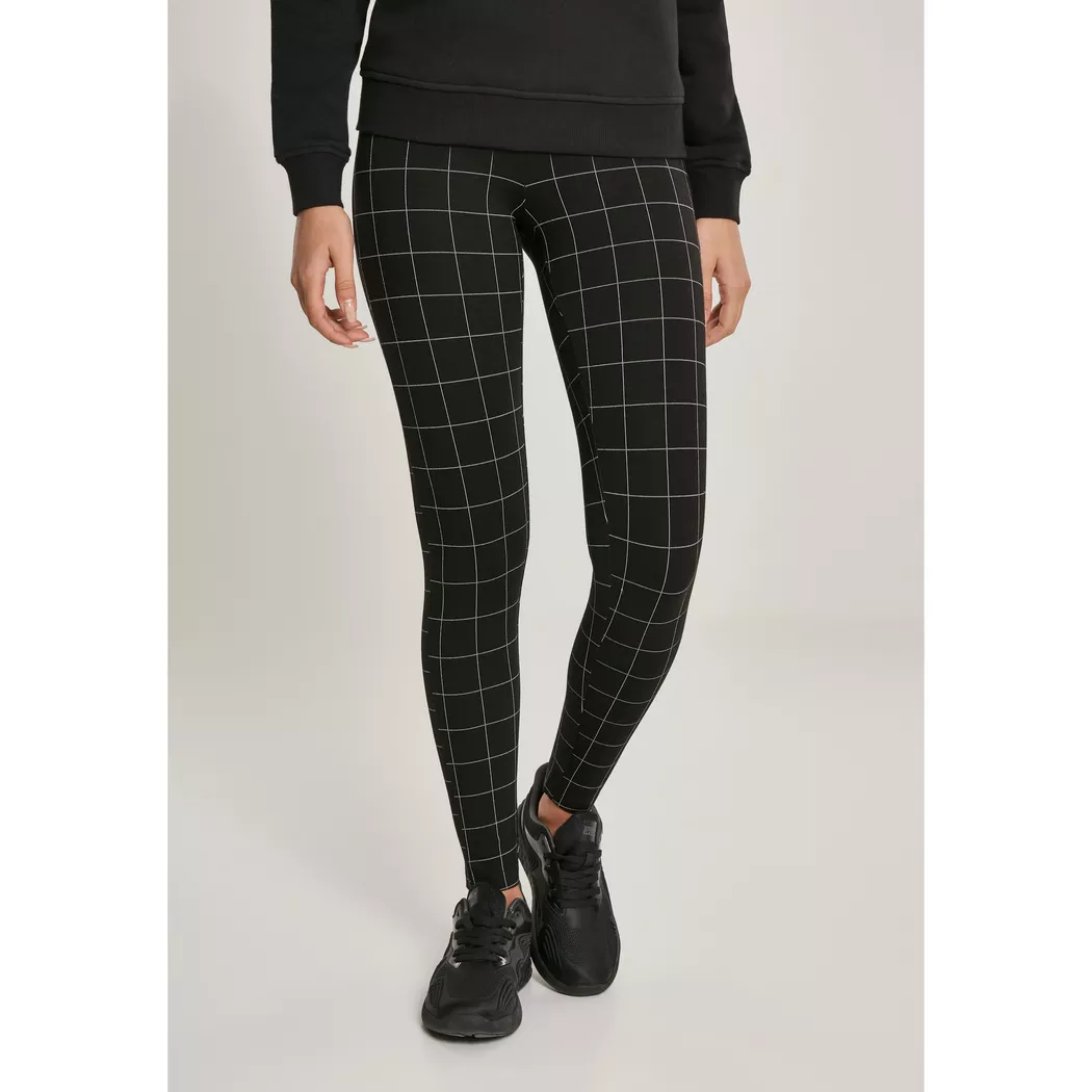 URBAN CLASSICS - leggings urban classic hohe taille, für Damen, Schwarz/Weiss, Größe XL