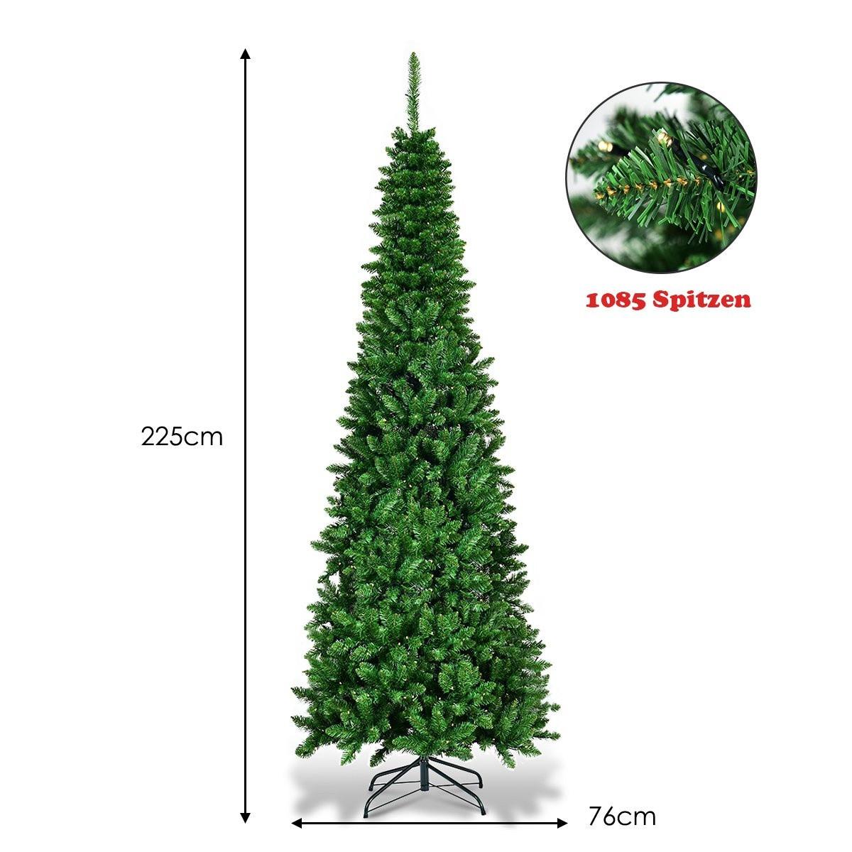 B2X Arbre de noël en PVC de haute qualité, 225cm, aiguilles en forme de crayon, vert  
