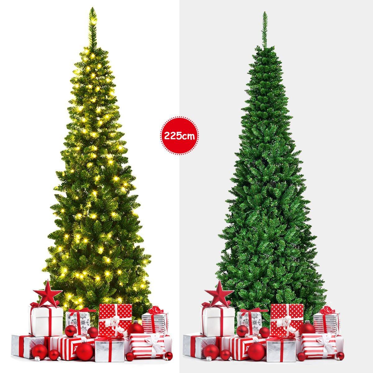 B2X Arbre de noël en PVC de haute qualité, 225cm, aiguilles en forme de crayon, vert  