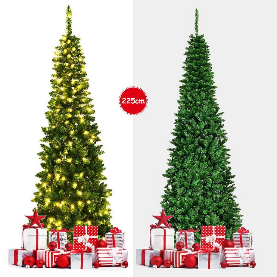 B2X Arbre de noël en PVC de haute qualité, 225cm, aiguilles en forme de crayon, vert  