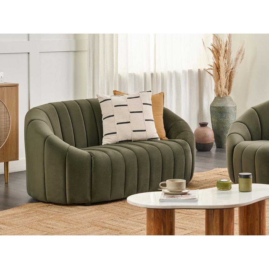 Beliani 2 Sitzer Sofa aus Samtstoff Retro MALUNG  