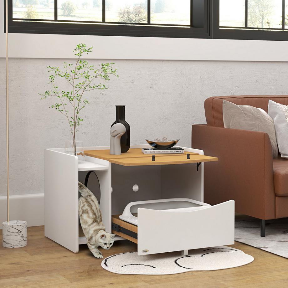 PawHut  Armoire à litière pour chat 