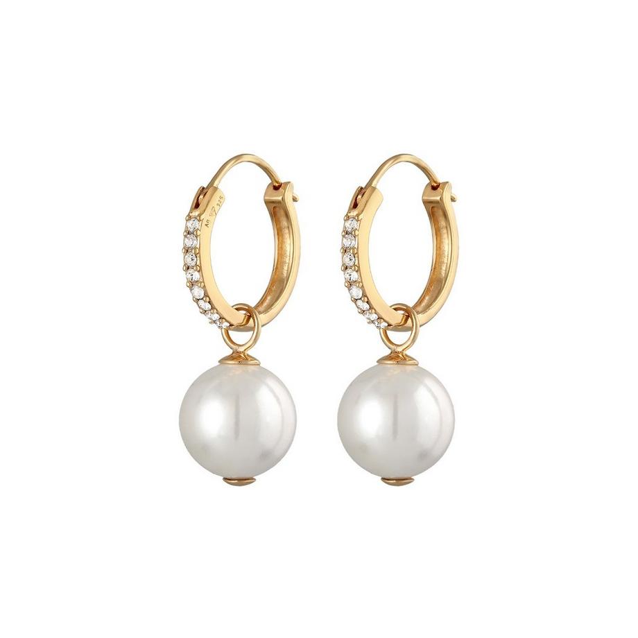 Ohrringe Elli Ohrringe Creolen Muschelkernperlen Kristalle 925 Silber