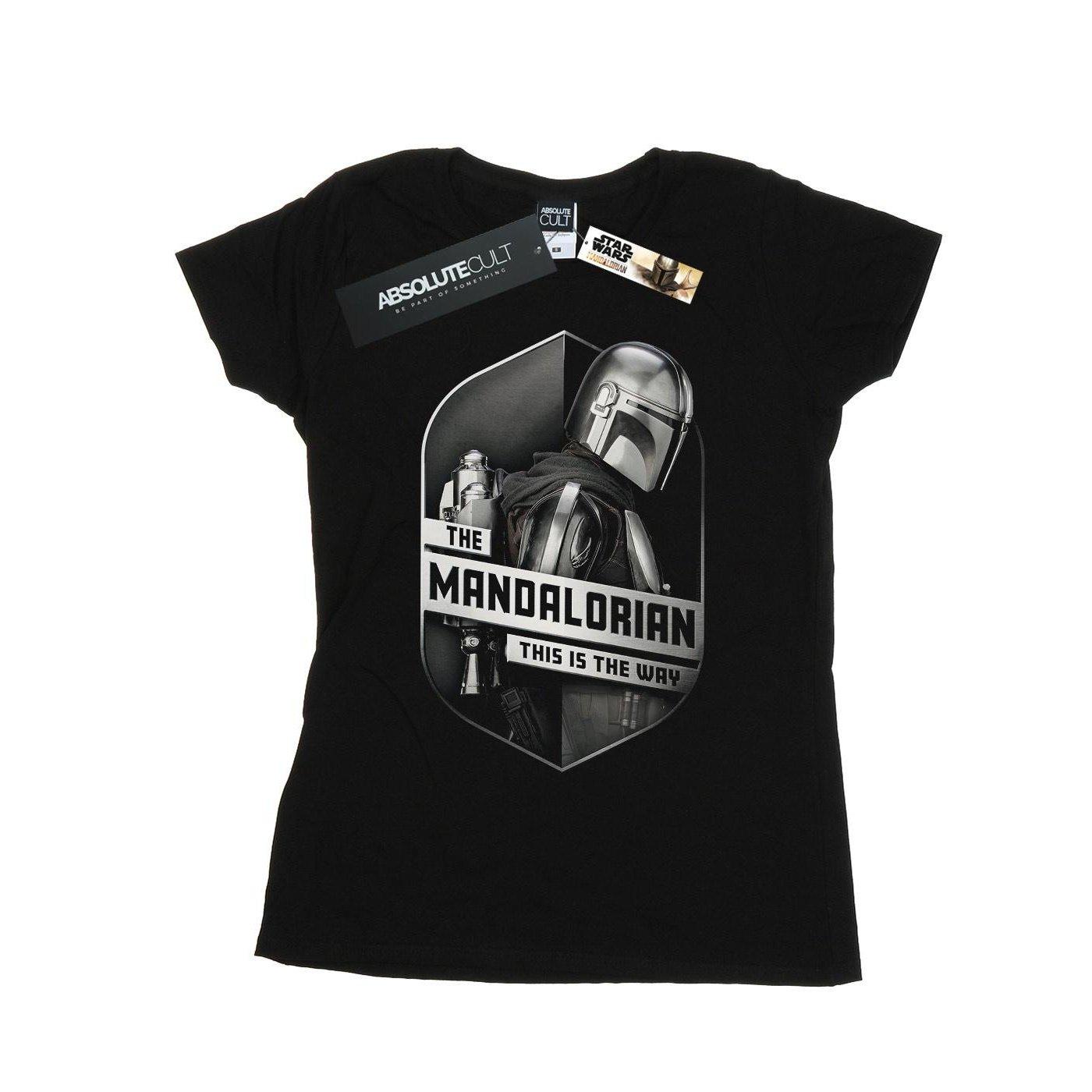 Image of The Mandalorian This Way Mando Shield Tshirt Damen Schwarz M