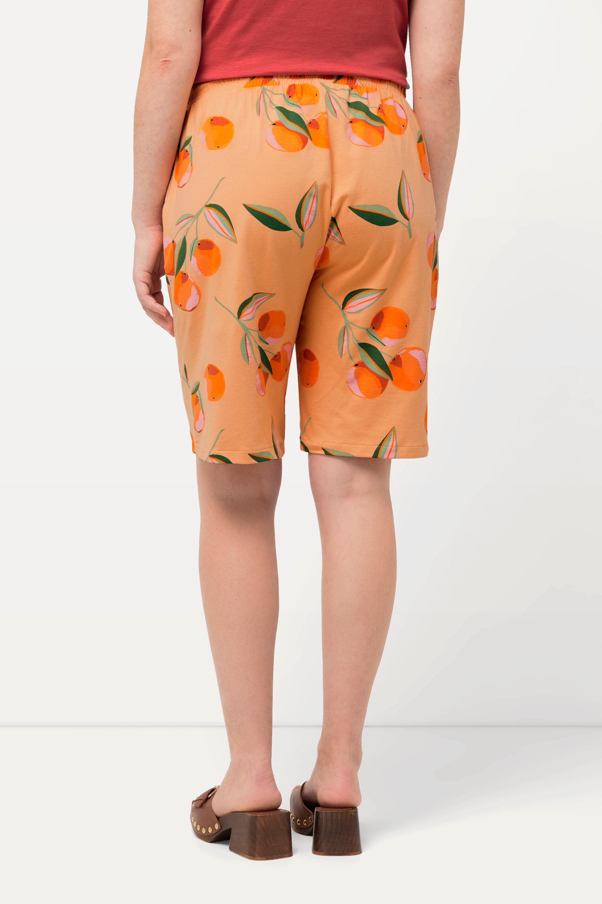 Ulla Popken  Shorts in cotone biologico con pesche e taglio della gamba ampio 