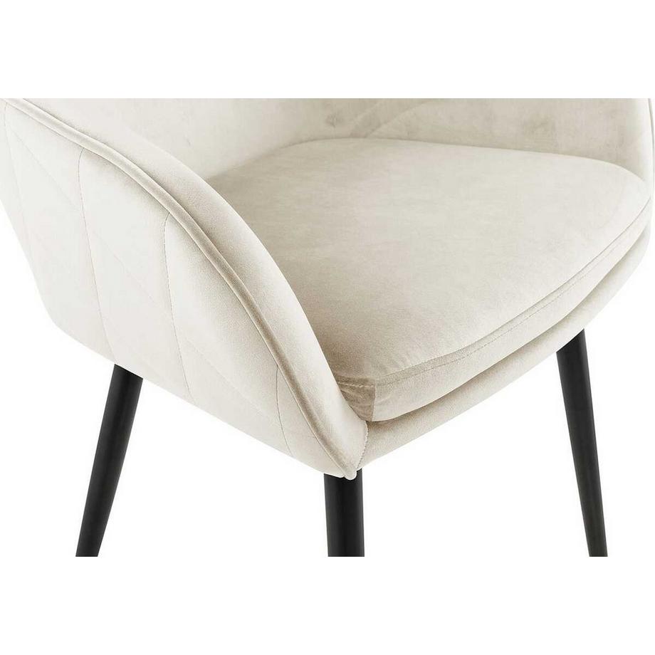 mutoni Chaise de salle à manger velours crème  