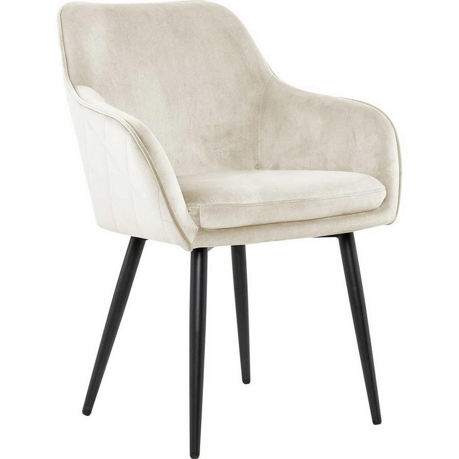 Chaise de salle à manger velours crème
