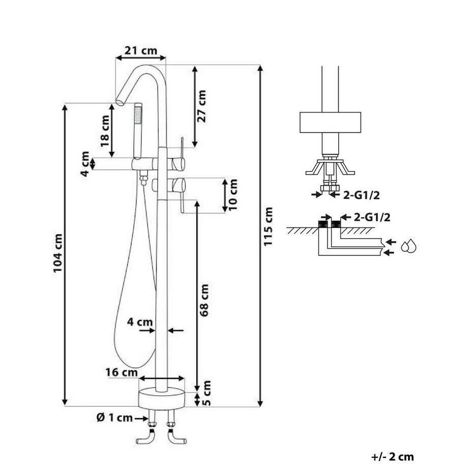 Beliani Freistehende Badewannenarmatur aus Messing Modern VICTORIA  