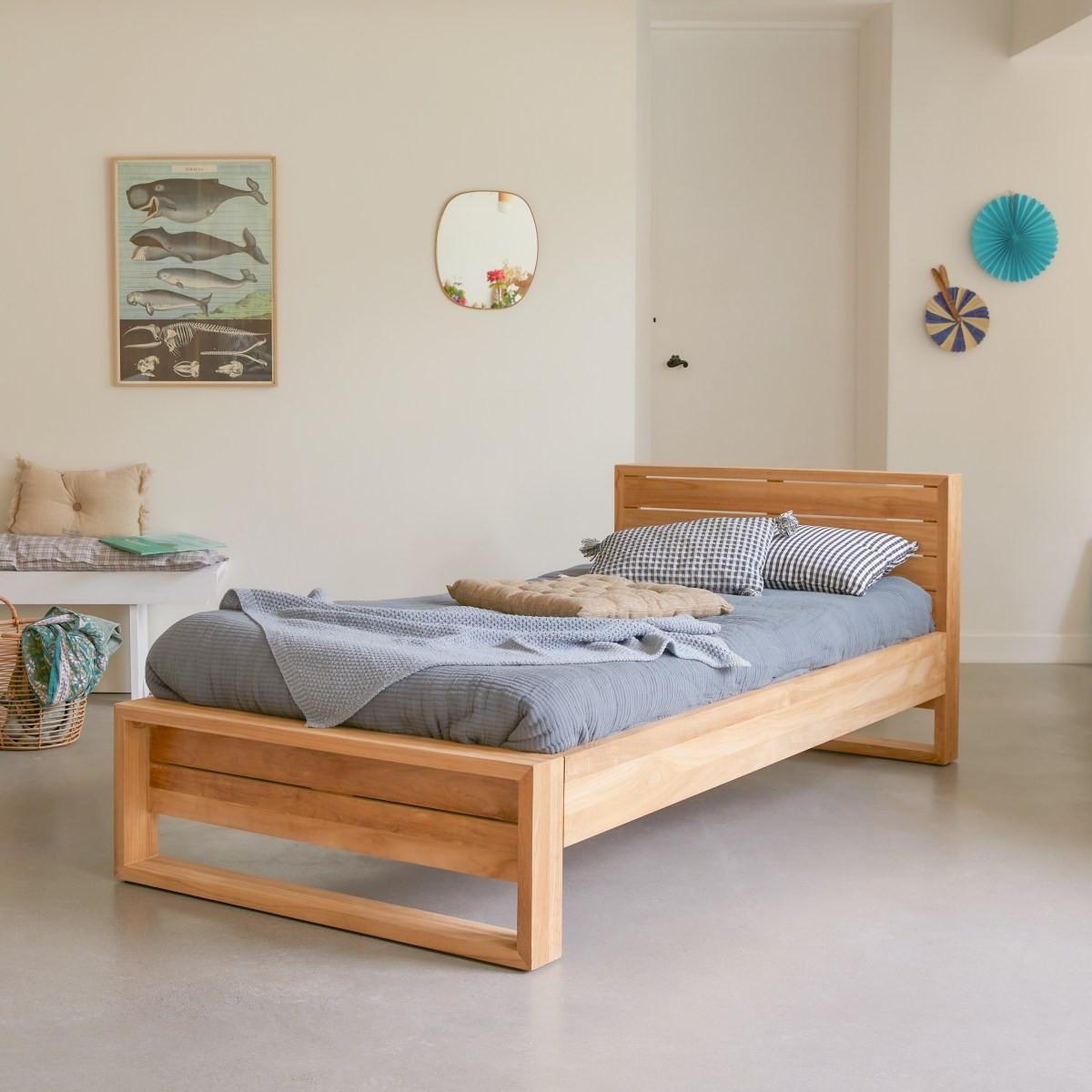 Tikamoon Letto per bambini in teak massello 90x190 cm Minimalys  