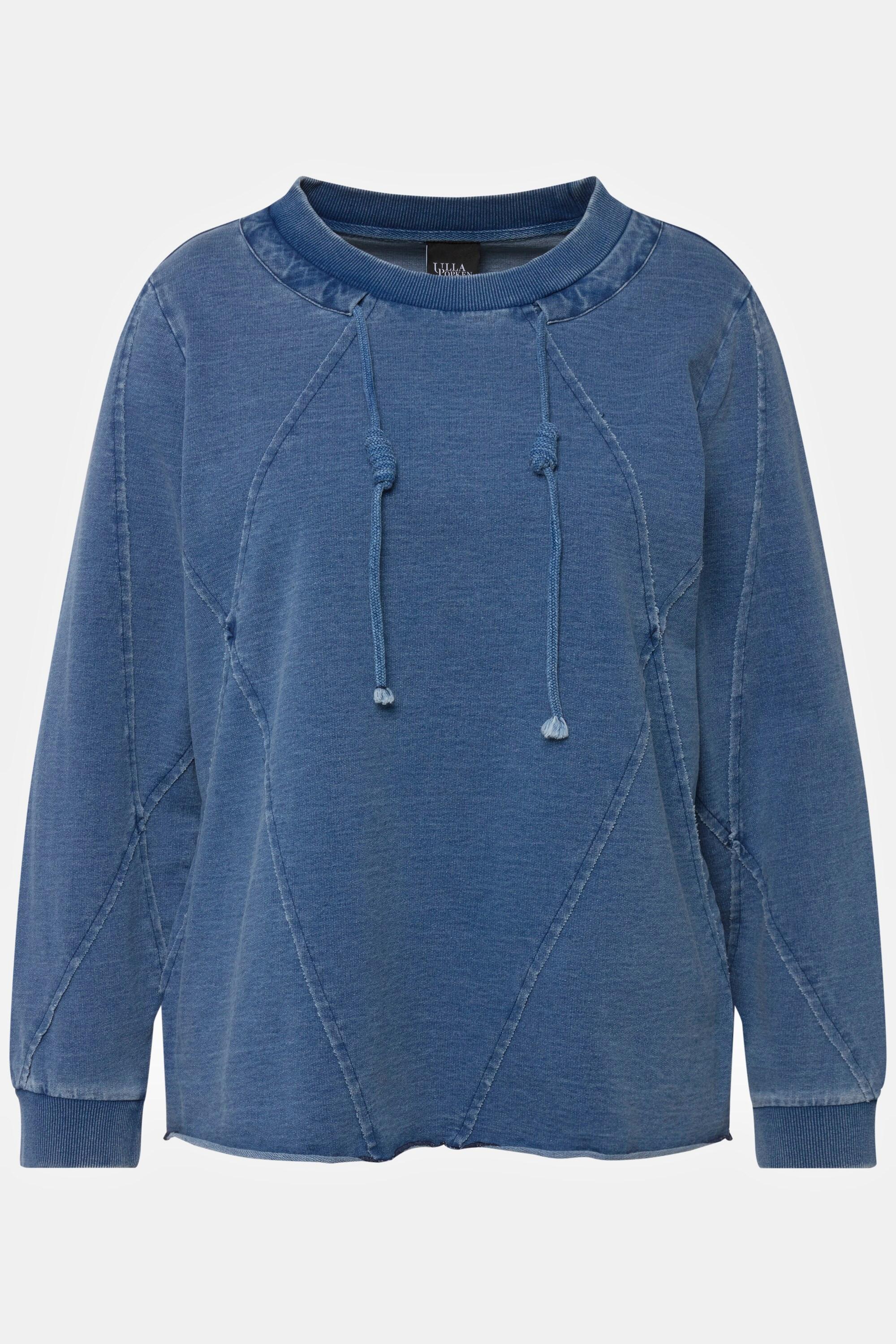 Ulla Popken Cuciture Decorative Orli Non Rifiniti Girocollo Maniche Lunghe Felpa  