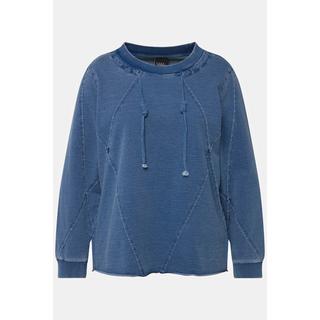 Ulla Popken Cuciture Decorative Orli Non Rifiniti Girocollo Maniche Lunghe Felpa  