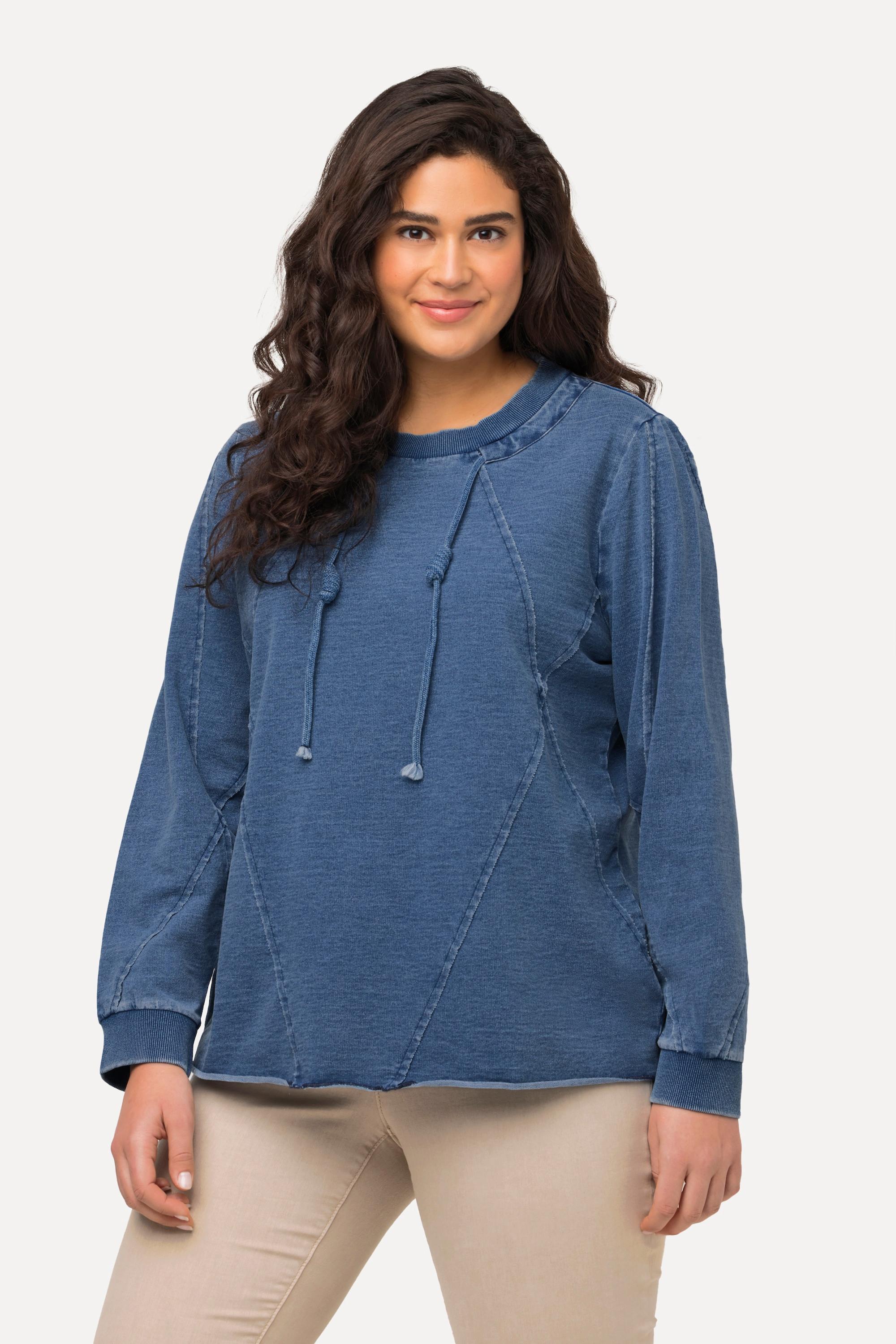 Ulla Popken Cuciture Decorative Orli Non Rifiniti Girocollo Maniche Lunghe Felpa  