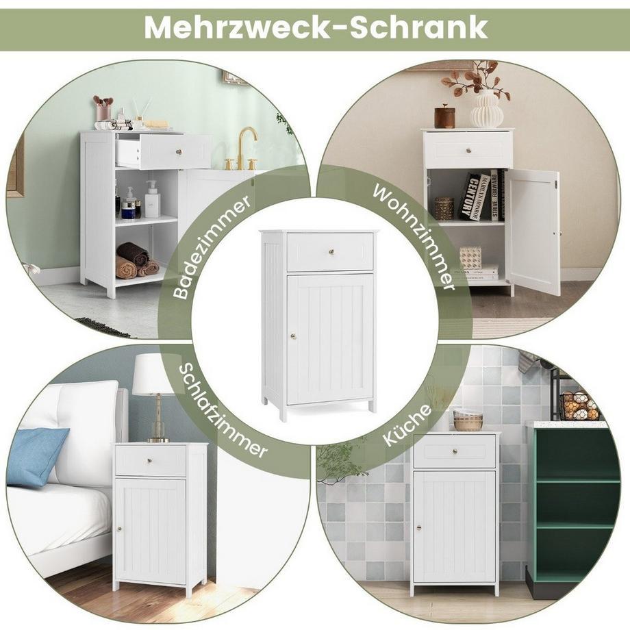 Northix Meuble de Salle de Bain Armoire avec Tiroir et Porte Meuble de Rangement  