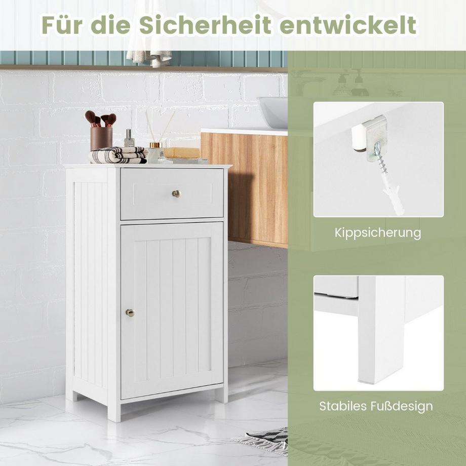 Northix Meuble de Salle de Bain Armoire avec Tiroir et Porte Meuble de Rangement  