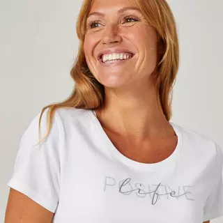 NYAMBA  T-Shirt Coton Extensible Blanc avec Imprimé Weiss
