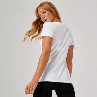 NYAMBA  T-Shirt Coton Extensible Blanc avec Imprimé Weiss