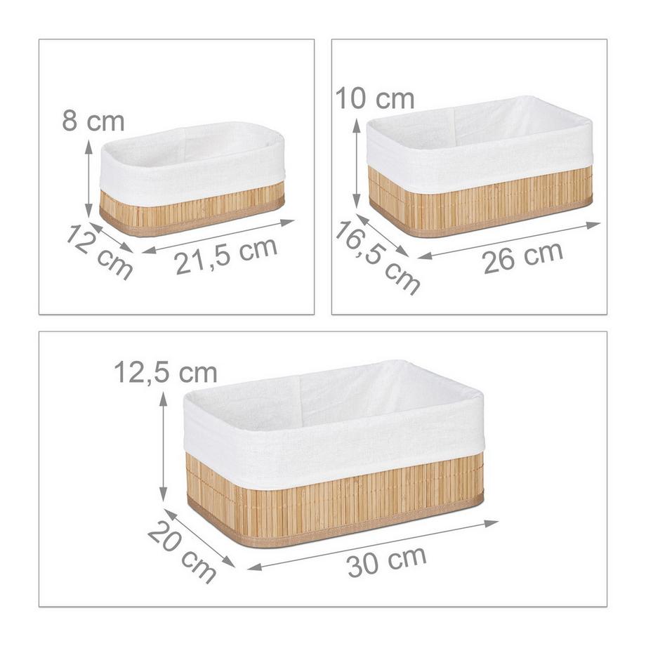 B2X Panier de rangement salle de bain 3 pièces  