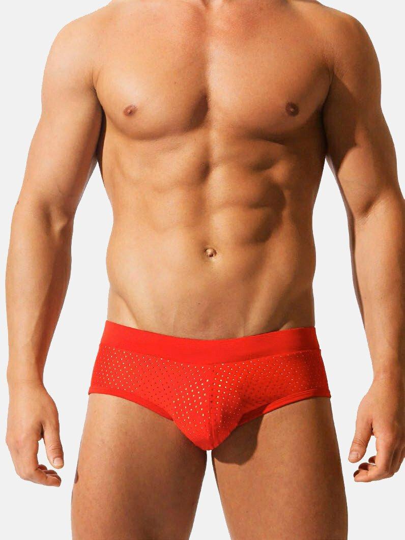 Image of Push-up-bademode Full Punch Hole Herren Rot Bunt S