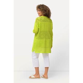 Ulla Popken  Strickjacke, Lochstrick, Oversized, V-Ausschnitt 