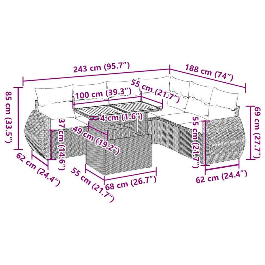 VidaXL Garten sofagarnitur poly-rattan  