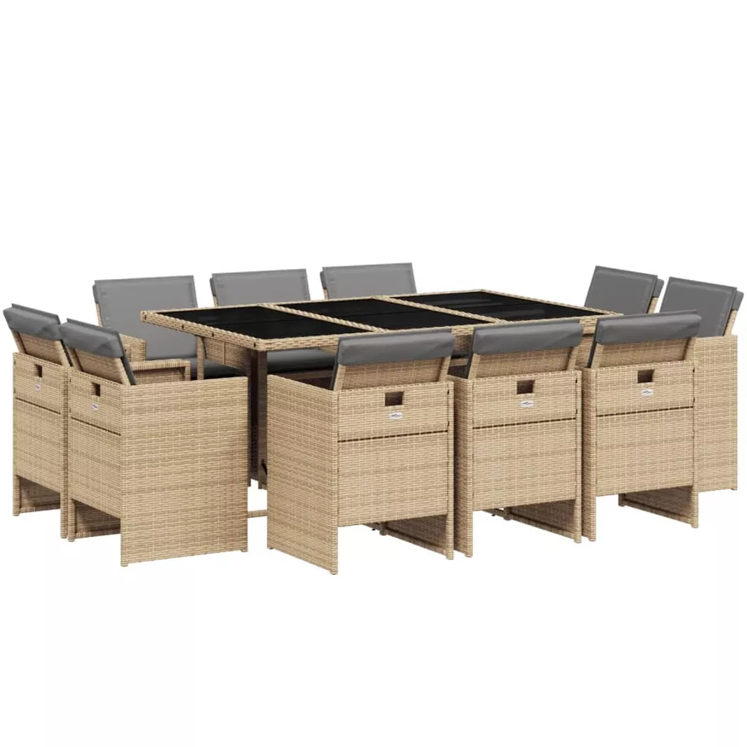 Vidaxl - Ensemble à manger de jardin et coussins 11 pcs mélange beige