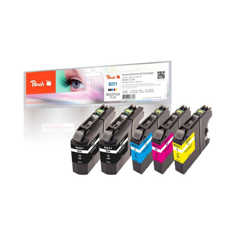 Peach  Tinte Brother LC-221 Multipack je 1x bk, c, y, m + 1x bk gratis 
