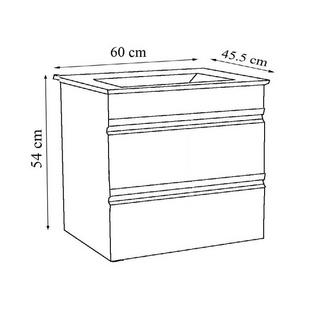 VCM 2-tlg. Waschplatz Waschtisch 60 cm Badmöbel Set Waschbecken grifflose Schublade Silora L  