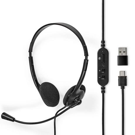 Nedis  PC -Headset | On-Ear | Stereo | USB Typ-A / USB Typ-C ™ | Faltbares Mikrofon | Schwarz 