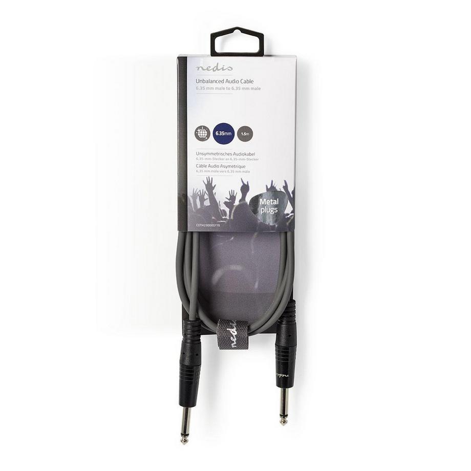 Nedis  Câble monolame | 6,35 mm Hane | 6,35 mm Hane | Nickelé | 1,50 m | Rond | PVC 