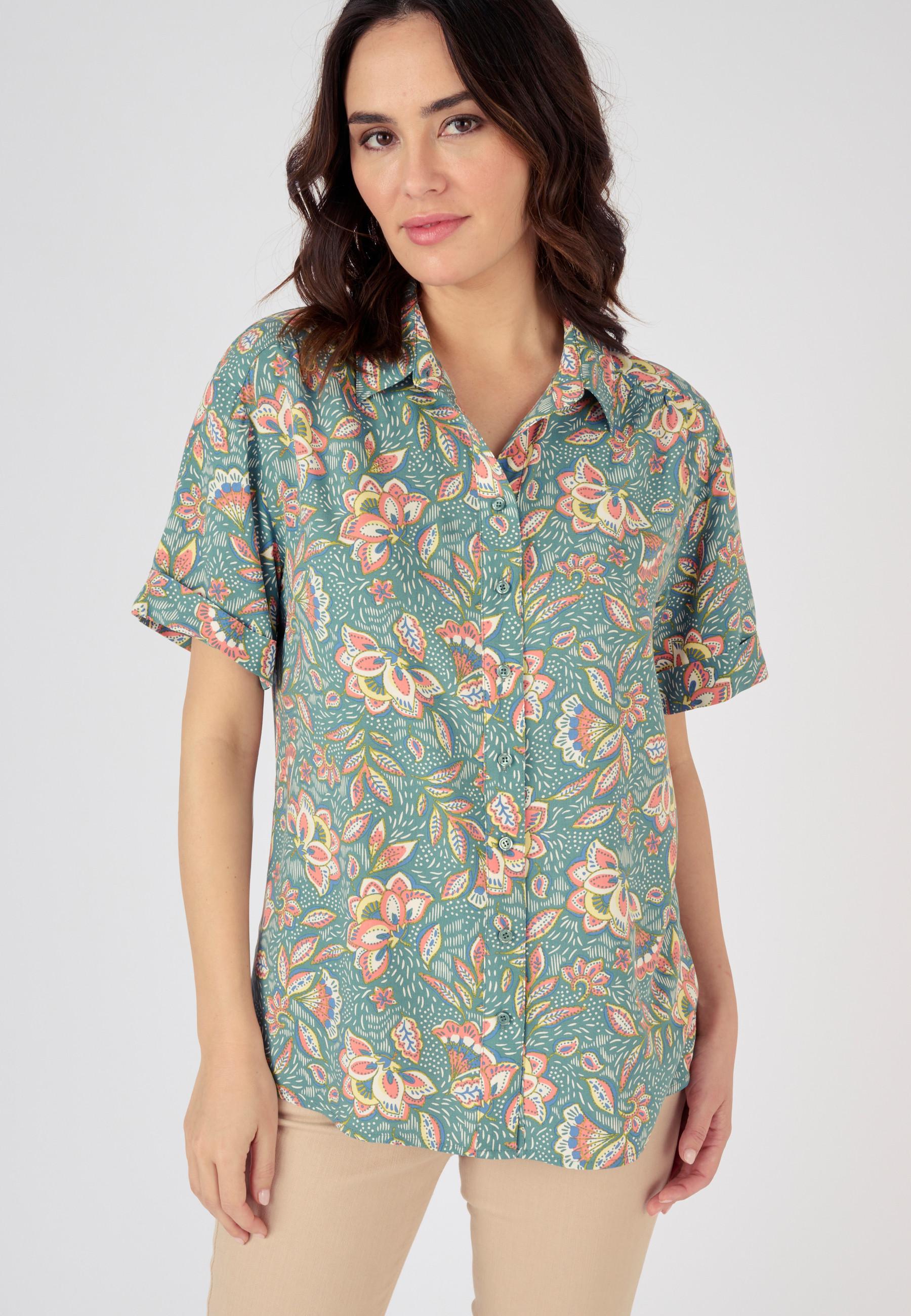 Image of Gemusterte Bluse Mit Ärmeln Mit Umschlag Climatyl Damen Grün 42