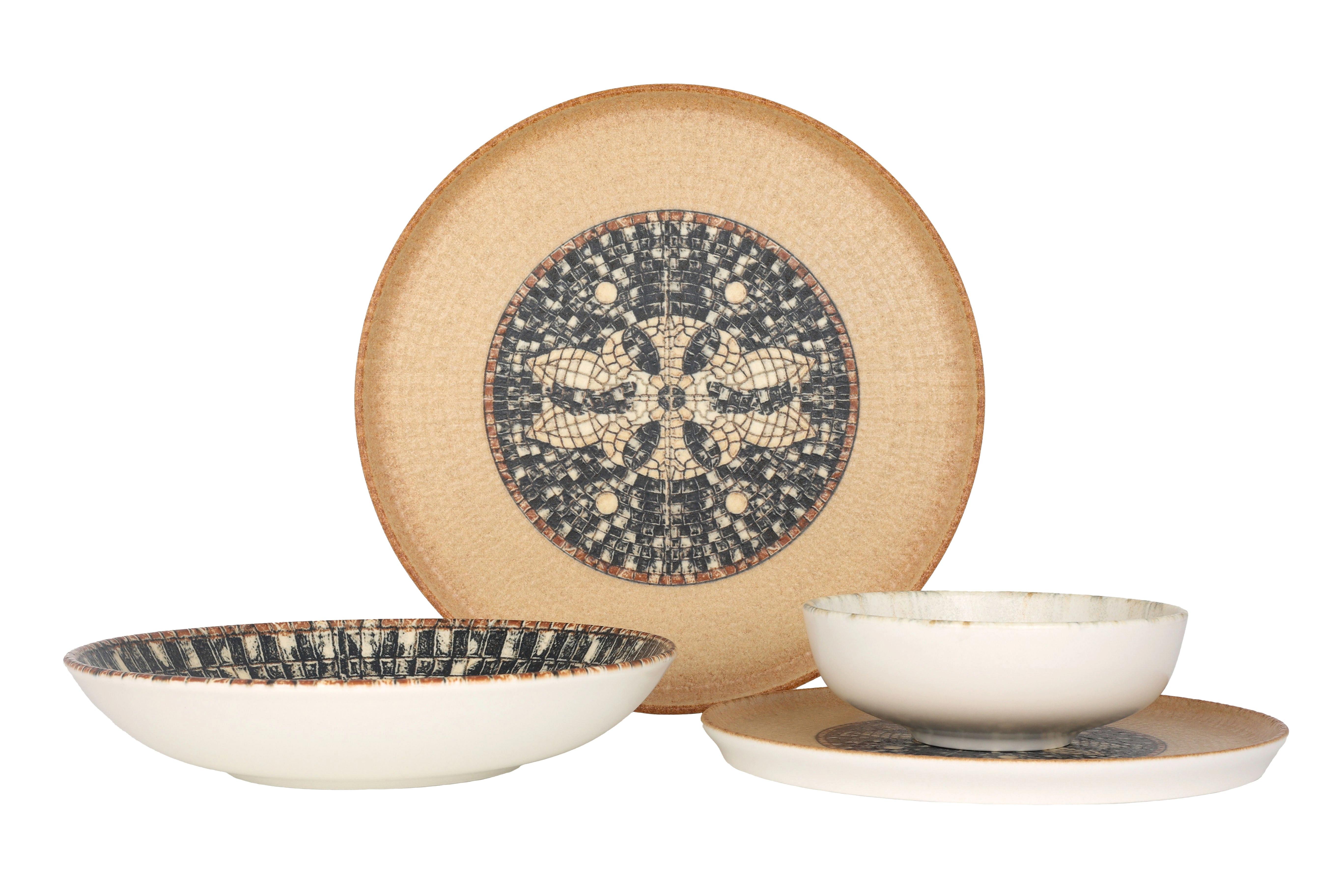 Image of Geschirrset - Mesopotamia - 24 Teilig - 6 Personen - Porzellan Unisex Weiss Bedruckt ONE SIZE