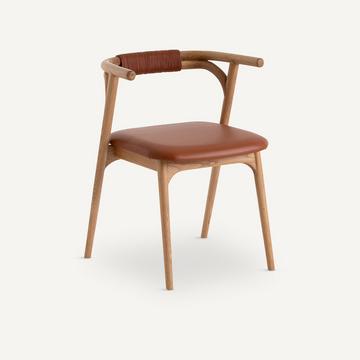 Fauteuil de table chêne et cuir
