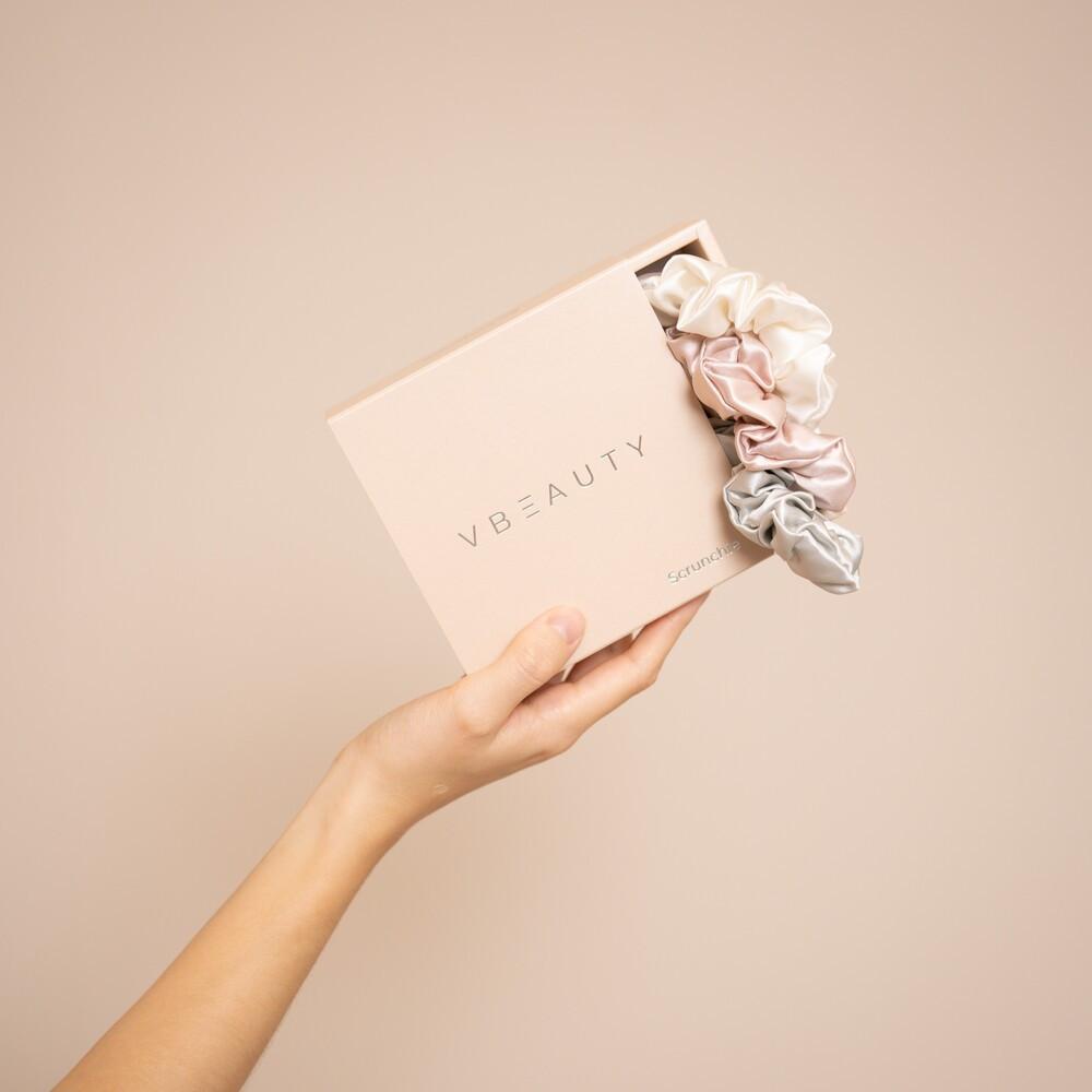 VBEAUTY  Premium Seiden Scrunchie - Creme 