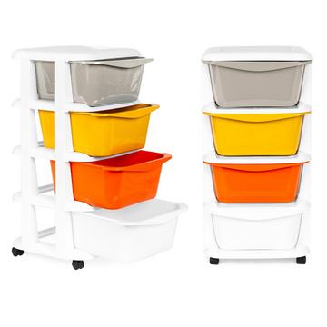 Portaoggetti con 4 cassetti estraibili e gambe con ruote