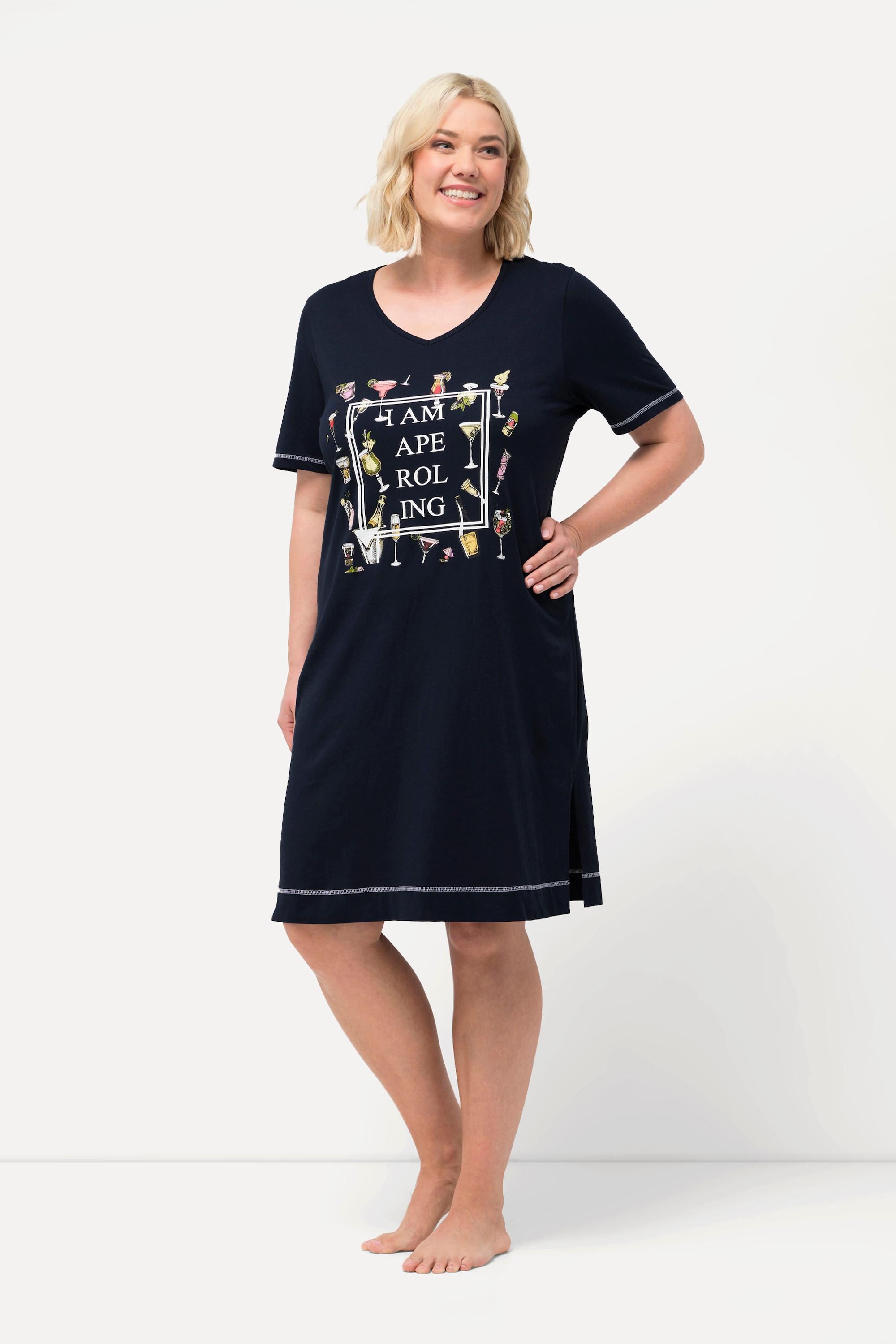 Ulla Popken  Bigshirt, bedruckt, V-Ausschnitt, Halbarm 