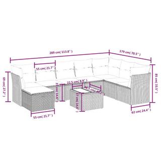 VidaXL Ensemble de canapés de jardin rotin synthétique  