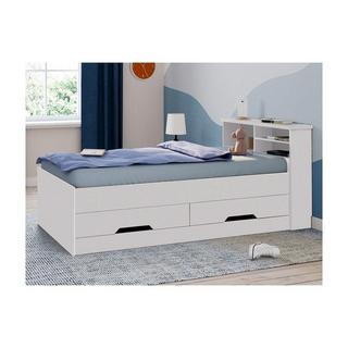 Vente-unique Letto singolo con cassetti e vani portaoggetti bianco  BORIS + materasso compreso  