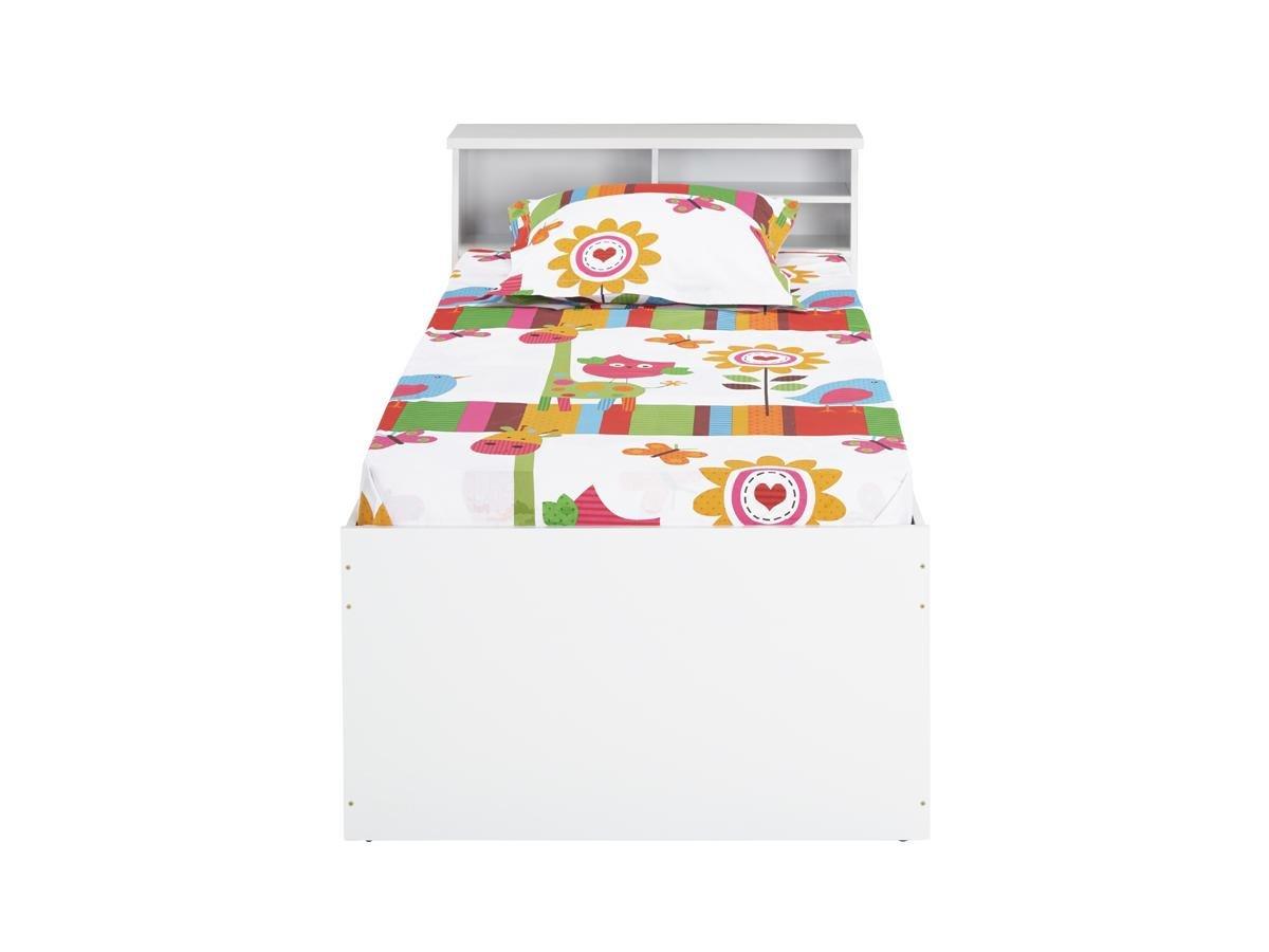 Vente-unique Letto singolo con cassetti e vani portaoggetti bianco  BORIS + materasso compreso  