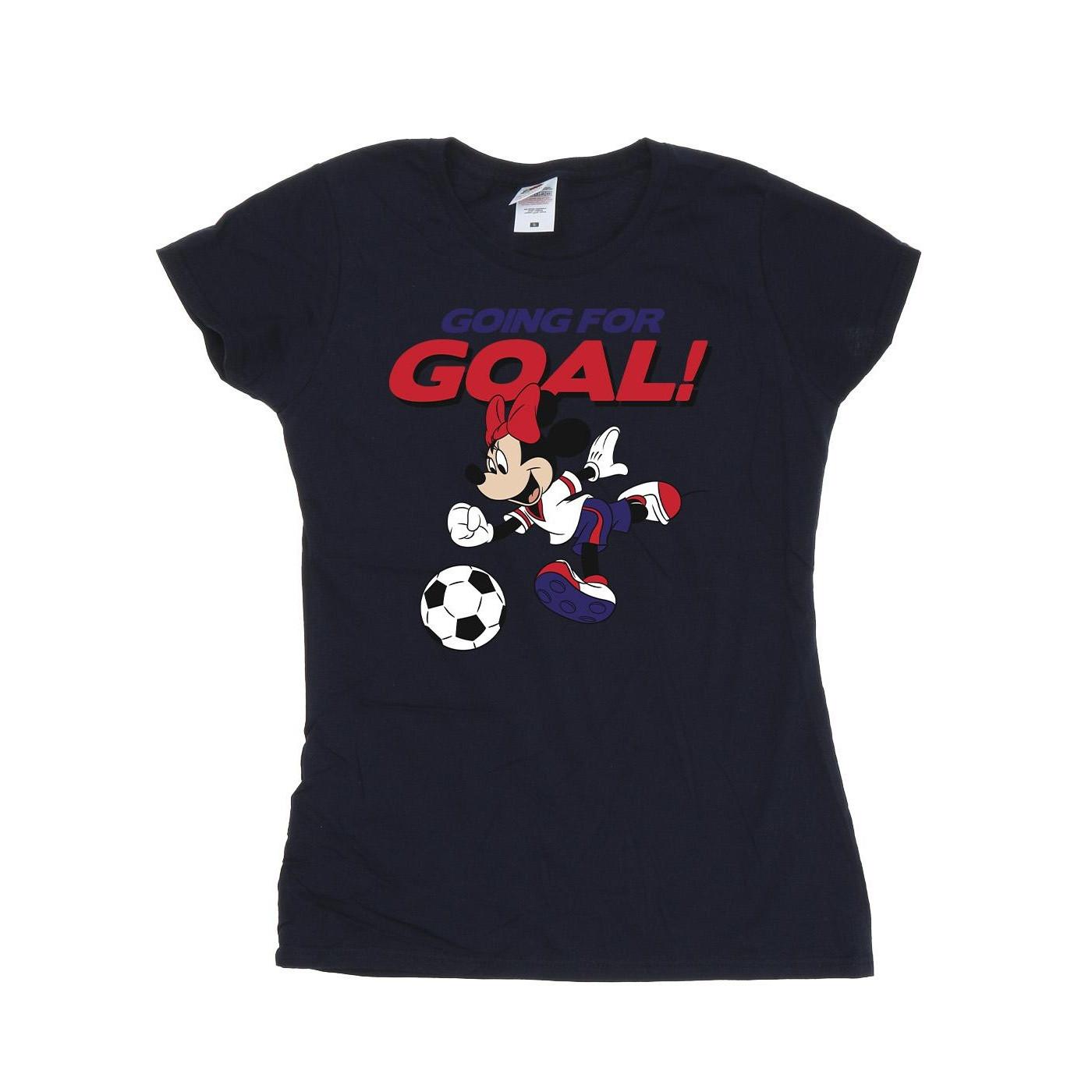 Image of Minnie Mouse Going For Goal Tshirt Damen Marine M