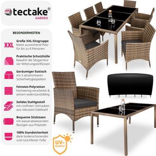 Tectake Rattan Sitzgruppe 8+1 mit Schutzhülle  