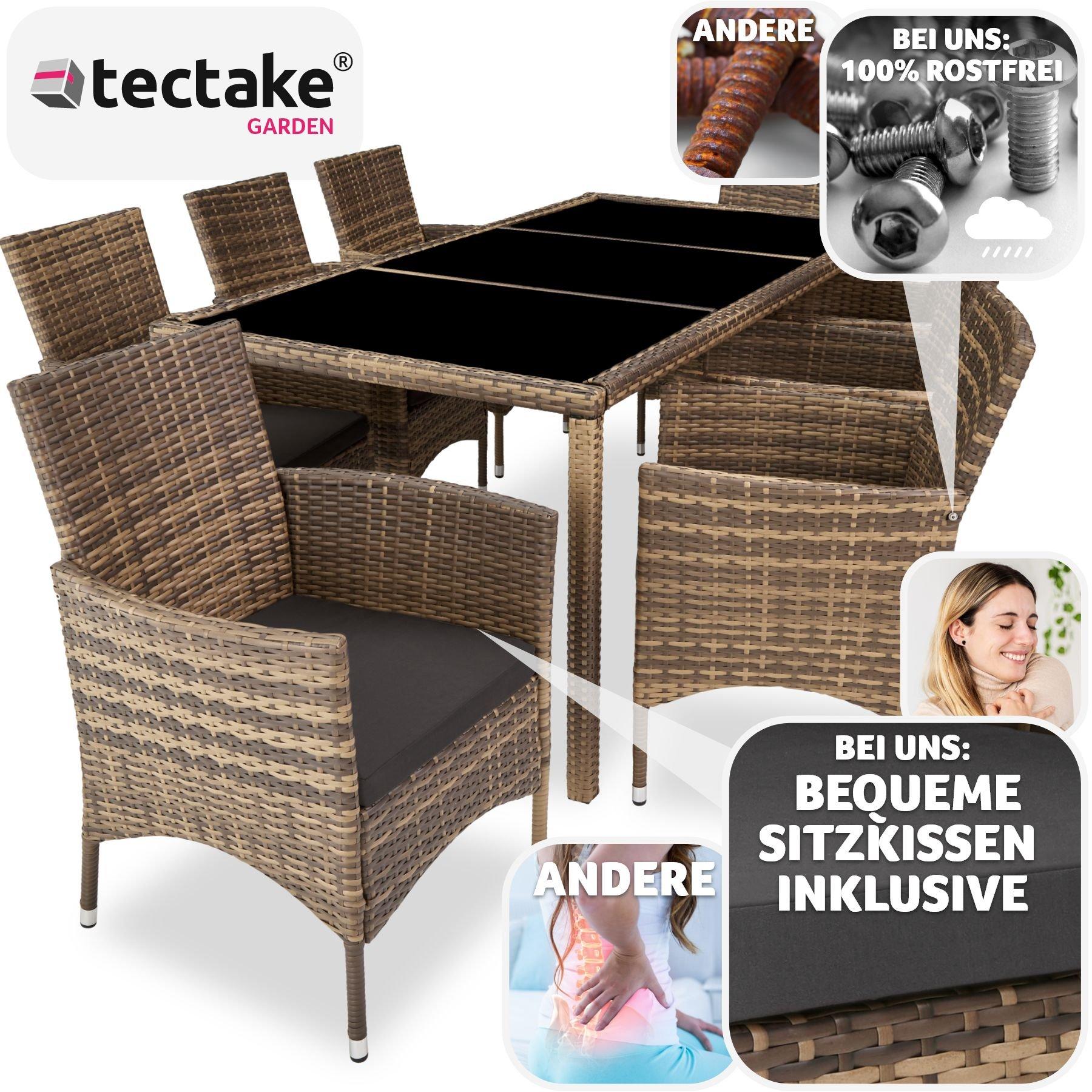 Tectake Rattan Sitzgruppe 8+1 mit Schutzhülle  