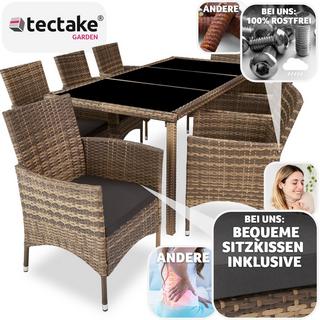 Tectake Rattan Sitzgruppe 8+1 mit Schutzhülle  