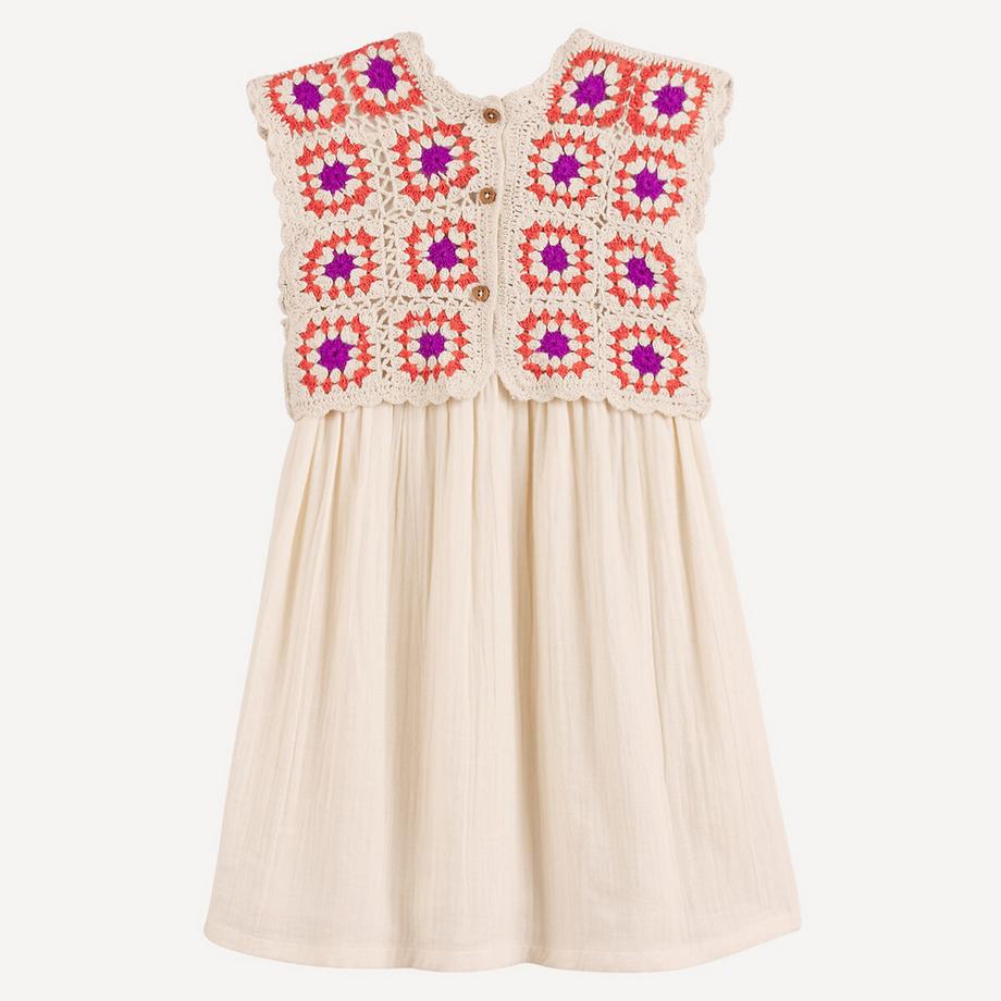 La Redoute Collections  Ärmelloses Kleid mit gehäkeltem Plastron 