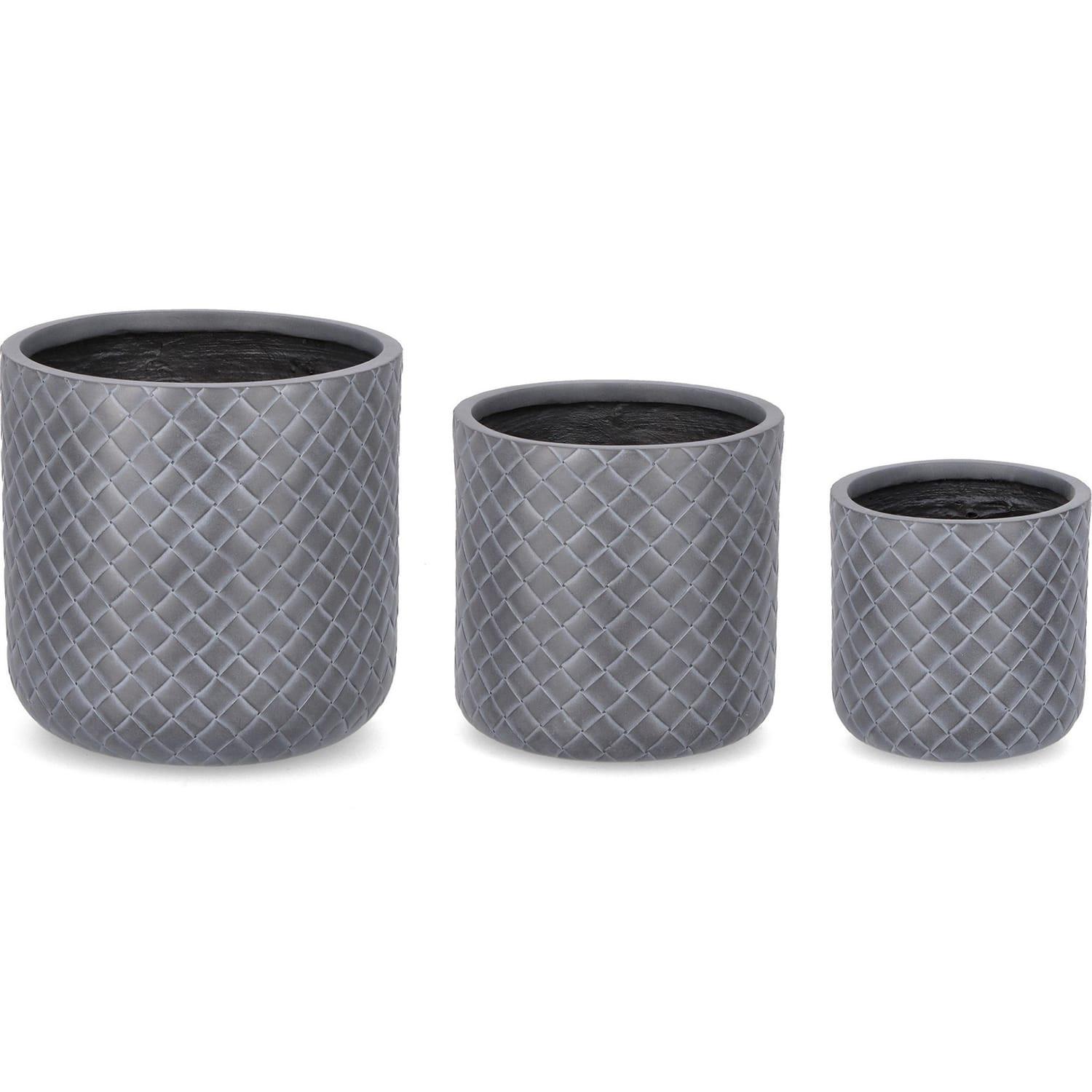 mutoni Cache-pot Losange anthracite (lot de 3)  